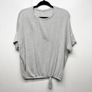 Tiffany & Grey Short Sleeve Ribbed Gray Top Women's Size XL Petite